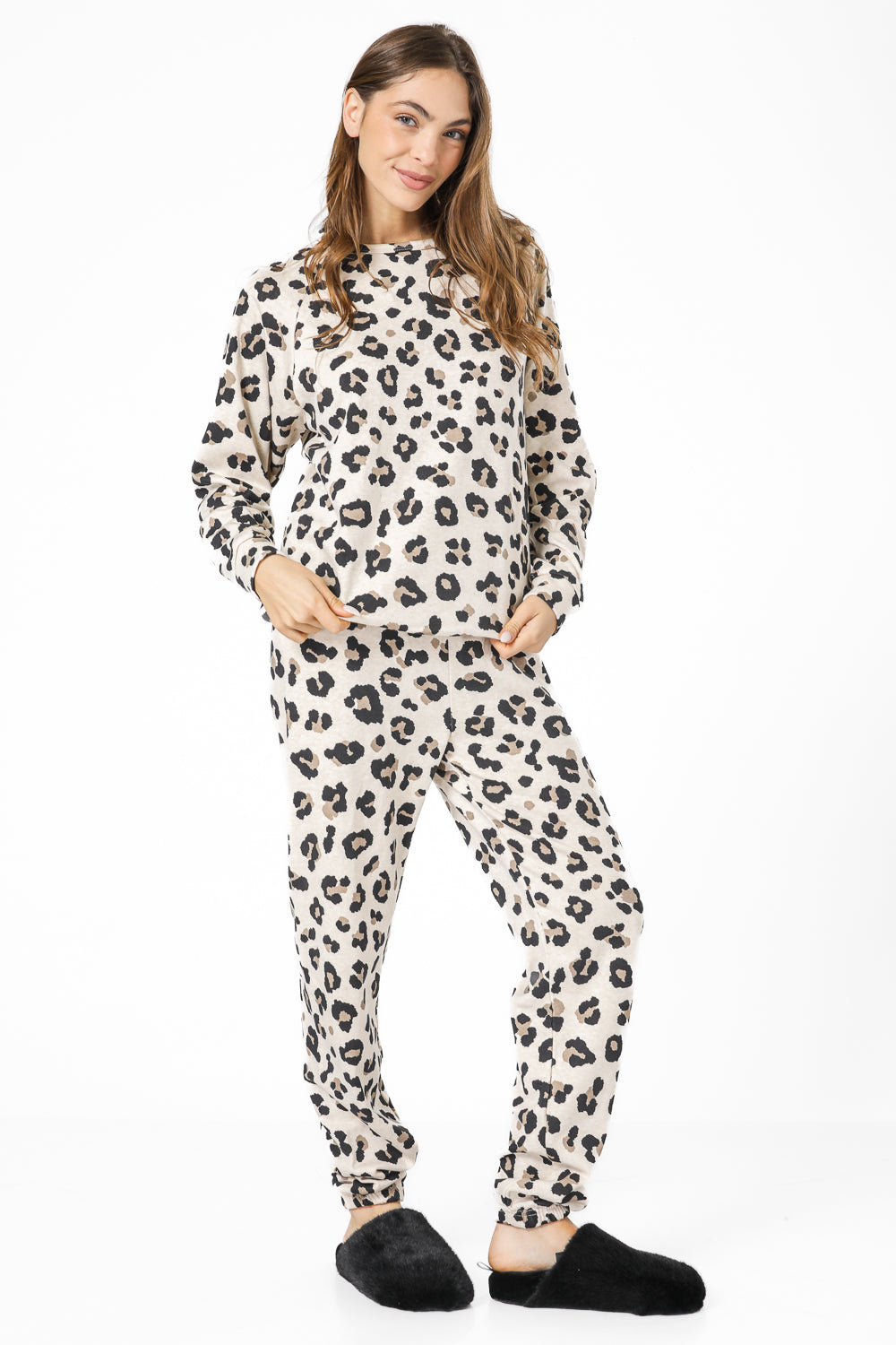 סט פיג’מה חמה מנומרת