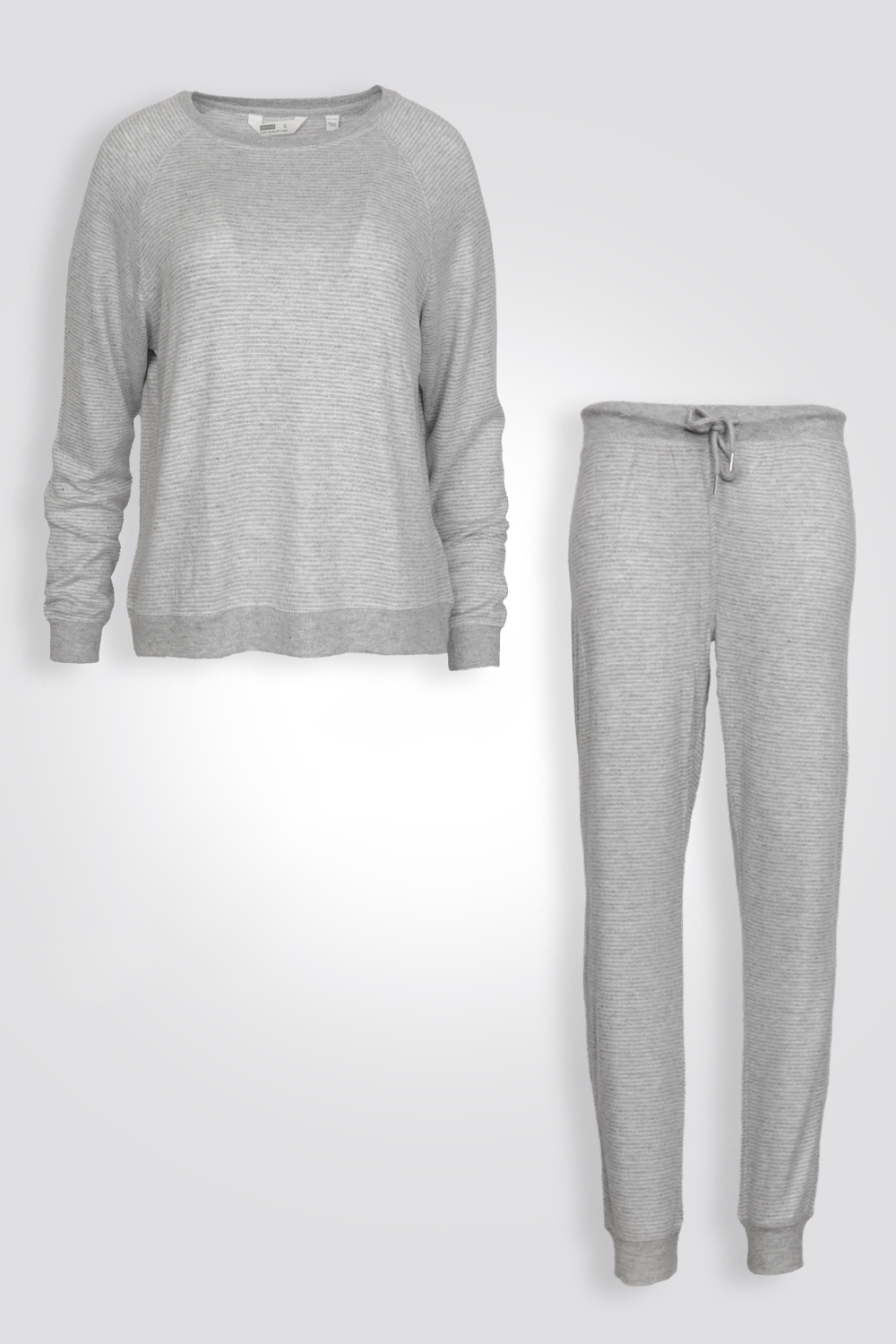 סט פיג'מת מעבר בטקסטורת פסים אפור