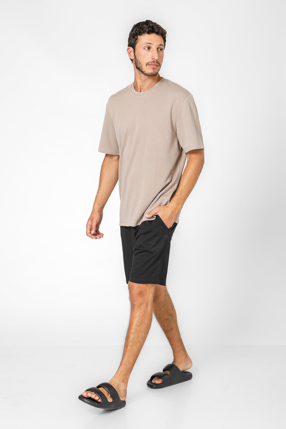 חולצה קצרה בטקסטורת פסים צווארון עגול