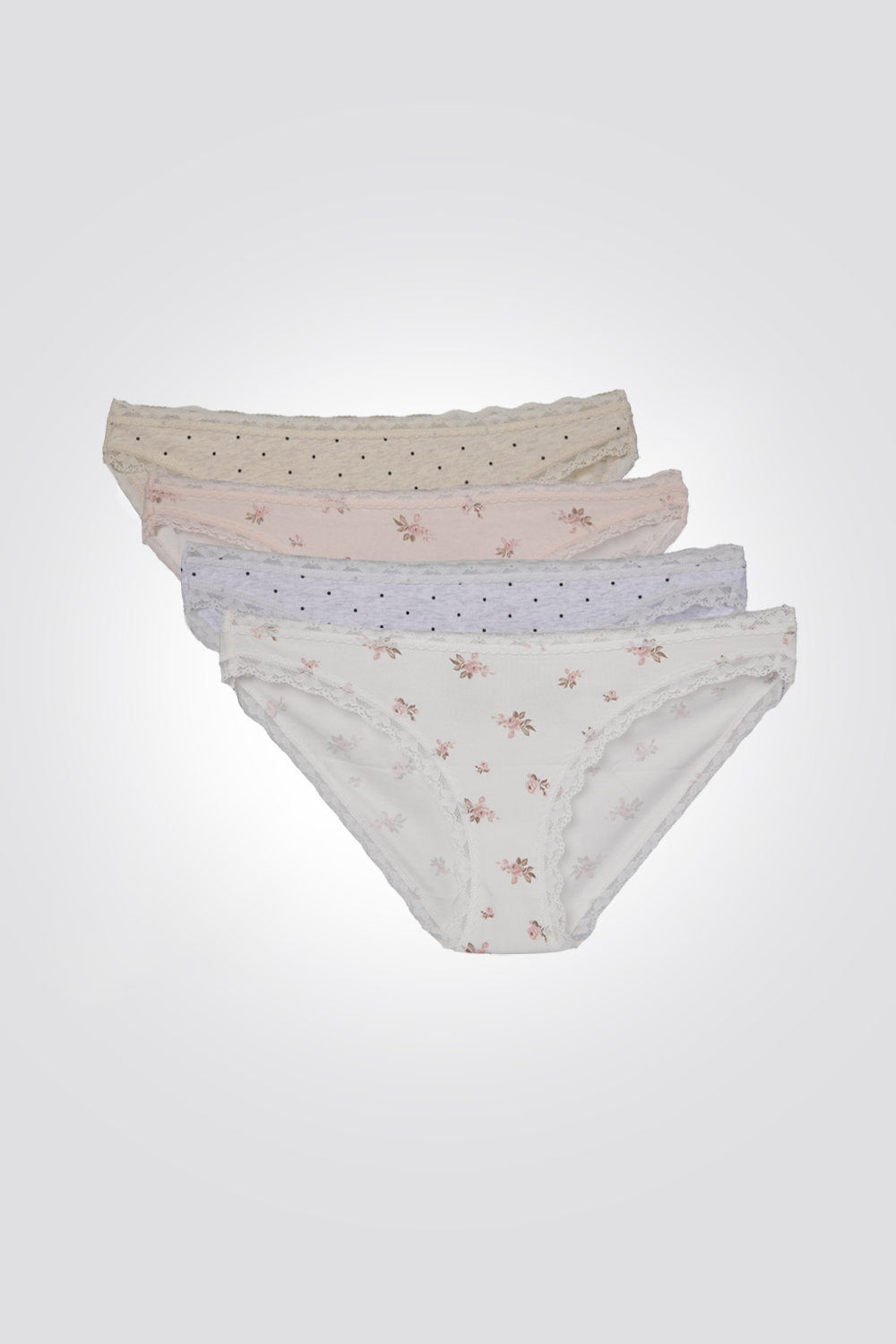 מארז רביעיית תחתוני מיני בהדפס פרחוני