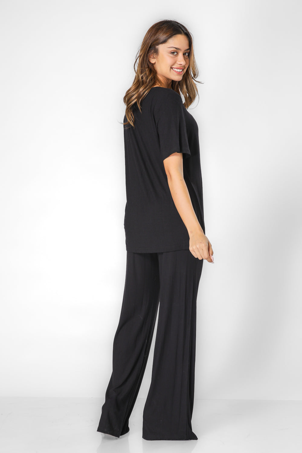 סט פיג'מה ריב שחורה