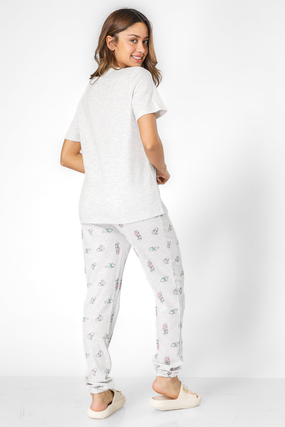 סט פיג’מה וופל POOH בצבע אפור בהיר
