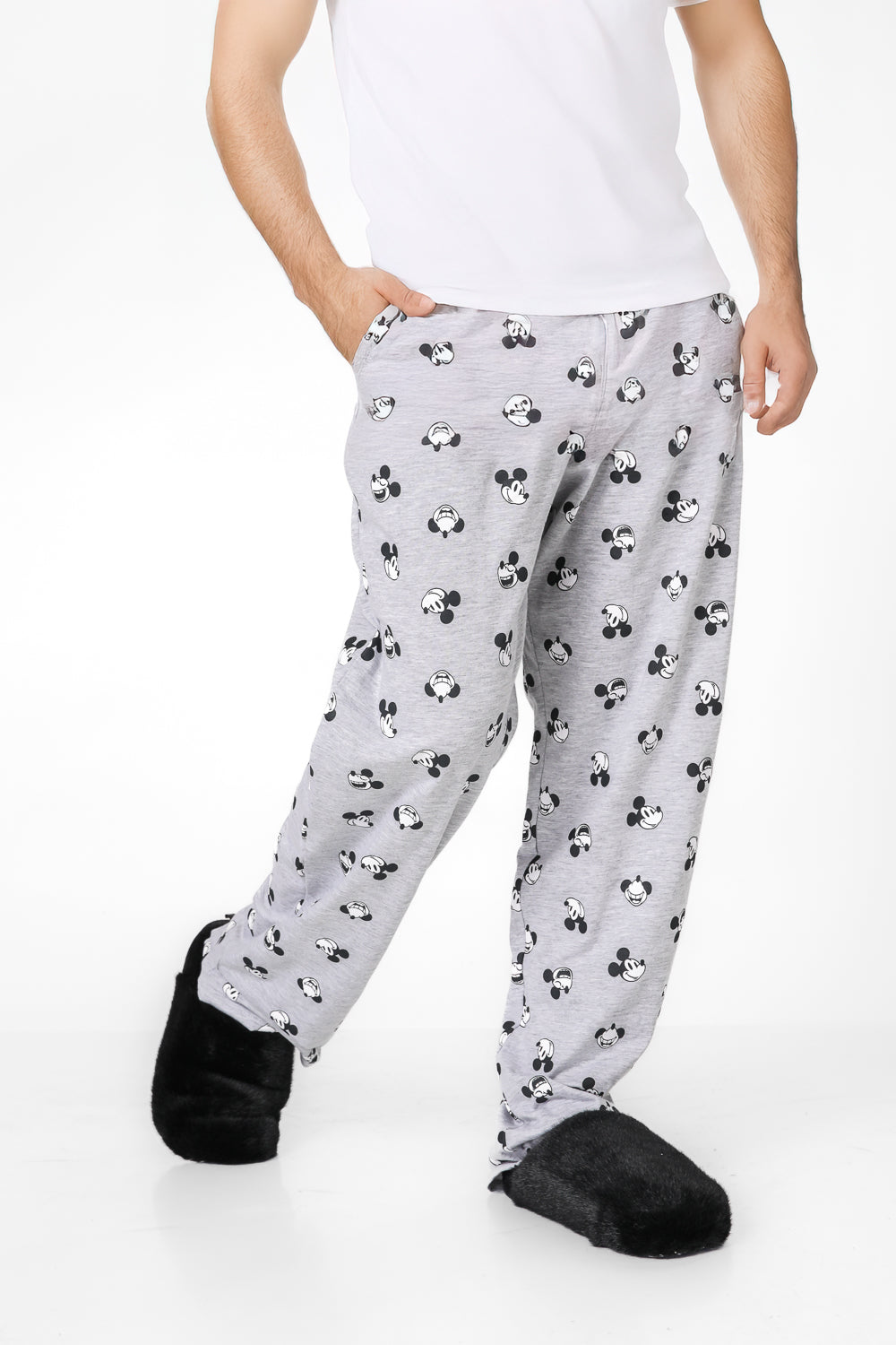 מכנסיי פיג'מה ארוכים MICKEY בצבע אפור