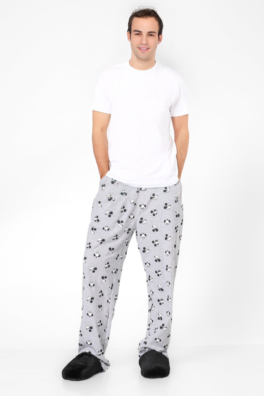 מכנסיי פיג'מה ארוכים MICKEY בצבע אפור