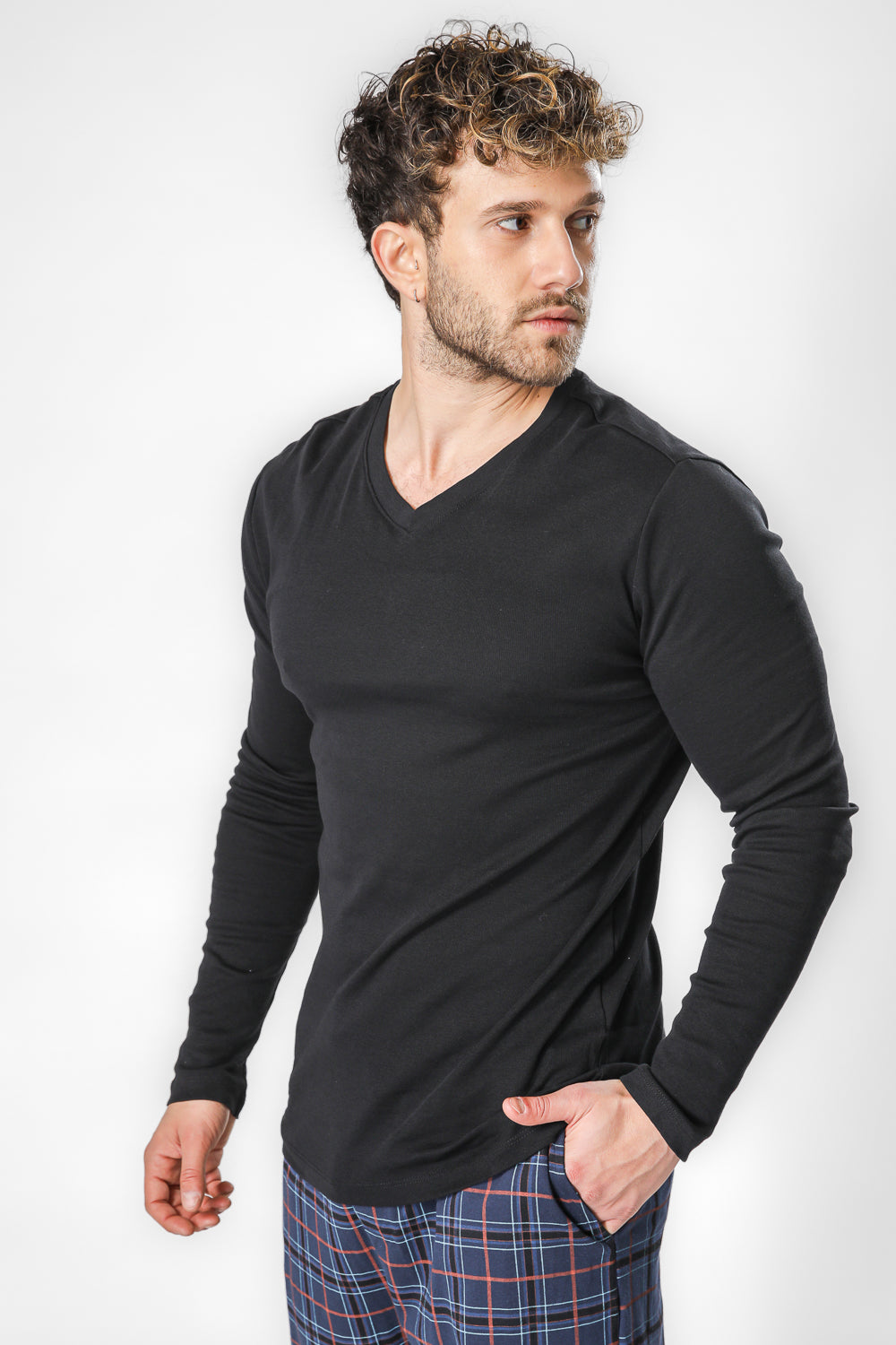 מכנסי פיג'מה PLAIDS בצבע נייבי