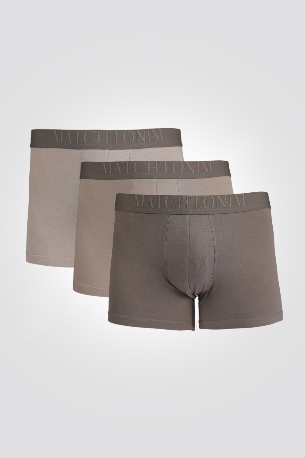 מארז שלישיית בוקסרים צמודים קצרים בגווני חום