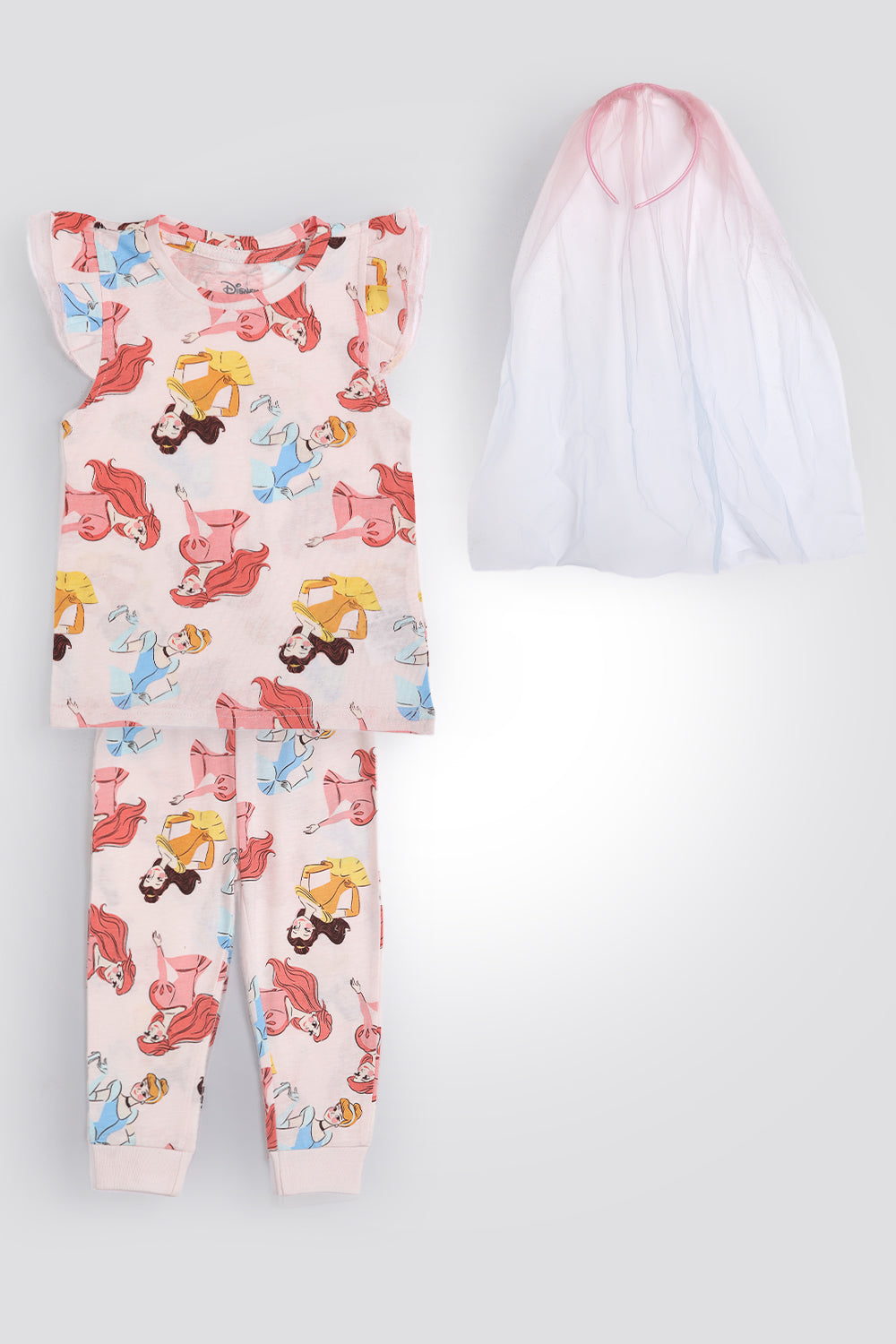 סט פיג’מה עם קשת לשיער PRINCESS לילדות