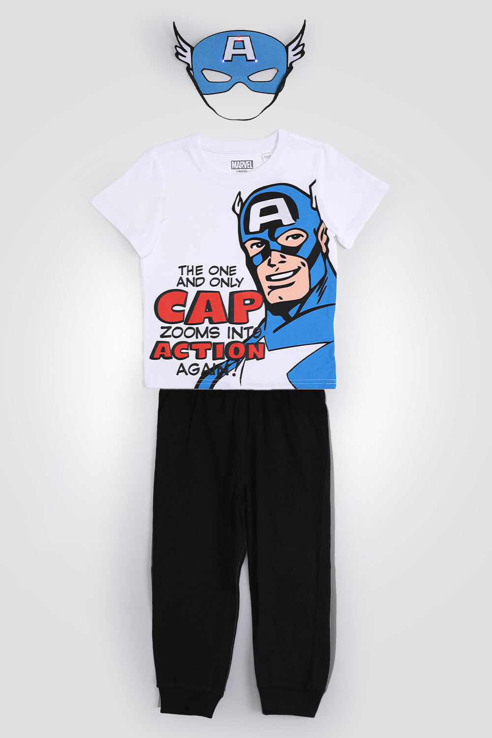 סט פיג’מה דקה עם מסיכת אורות Captain America