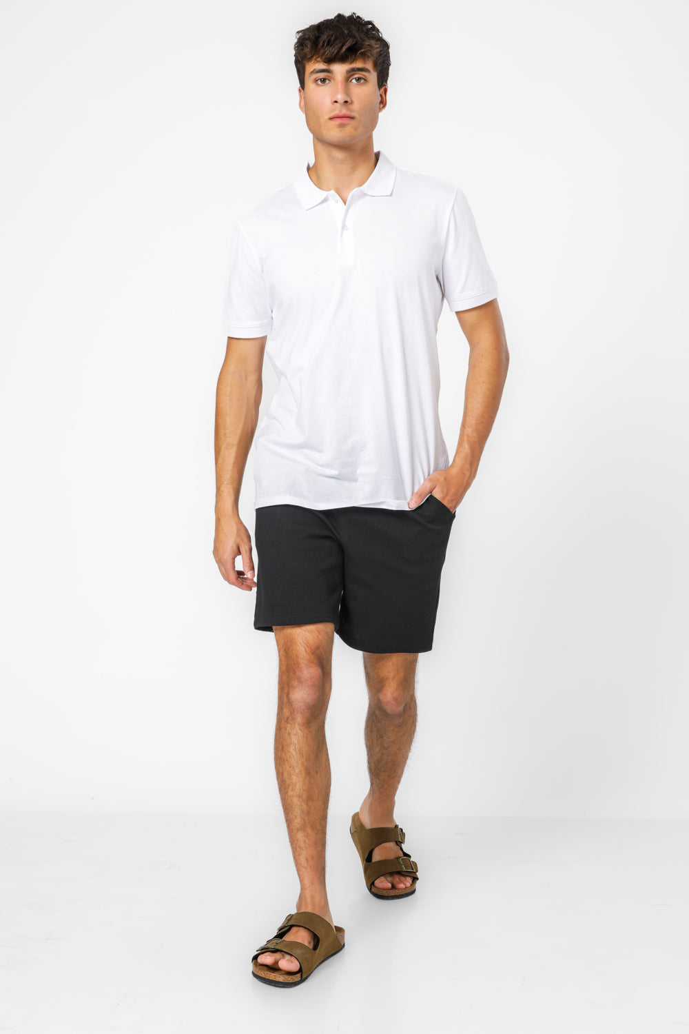 חולצת פולו קצרה בטקסטורת פסים