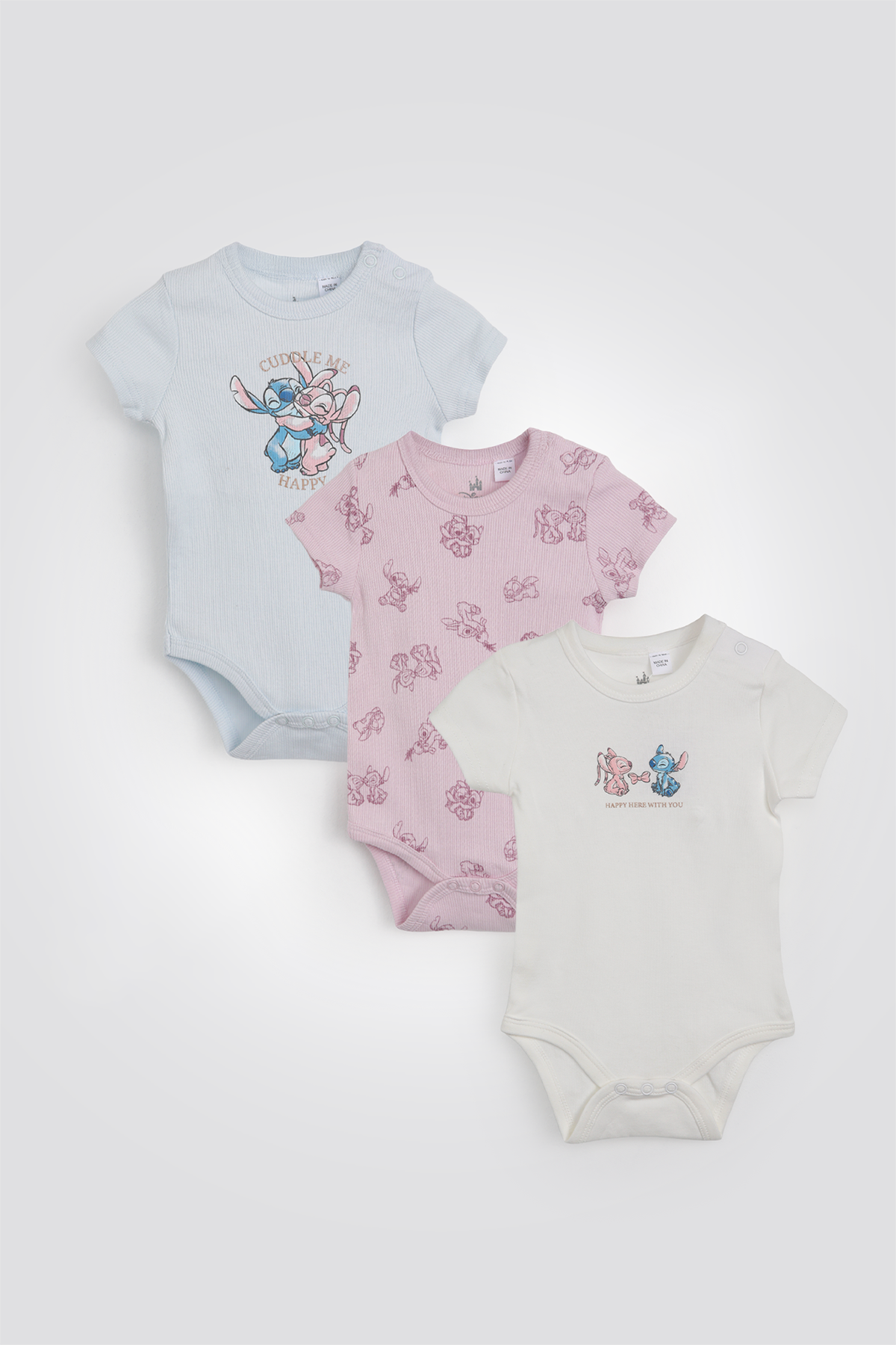 שלישיית בגדי גוף ריב STITCH