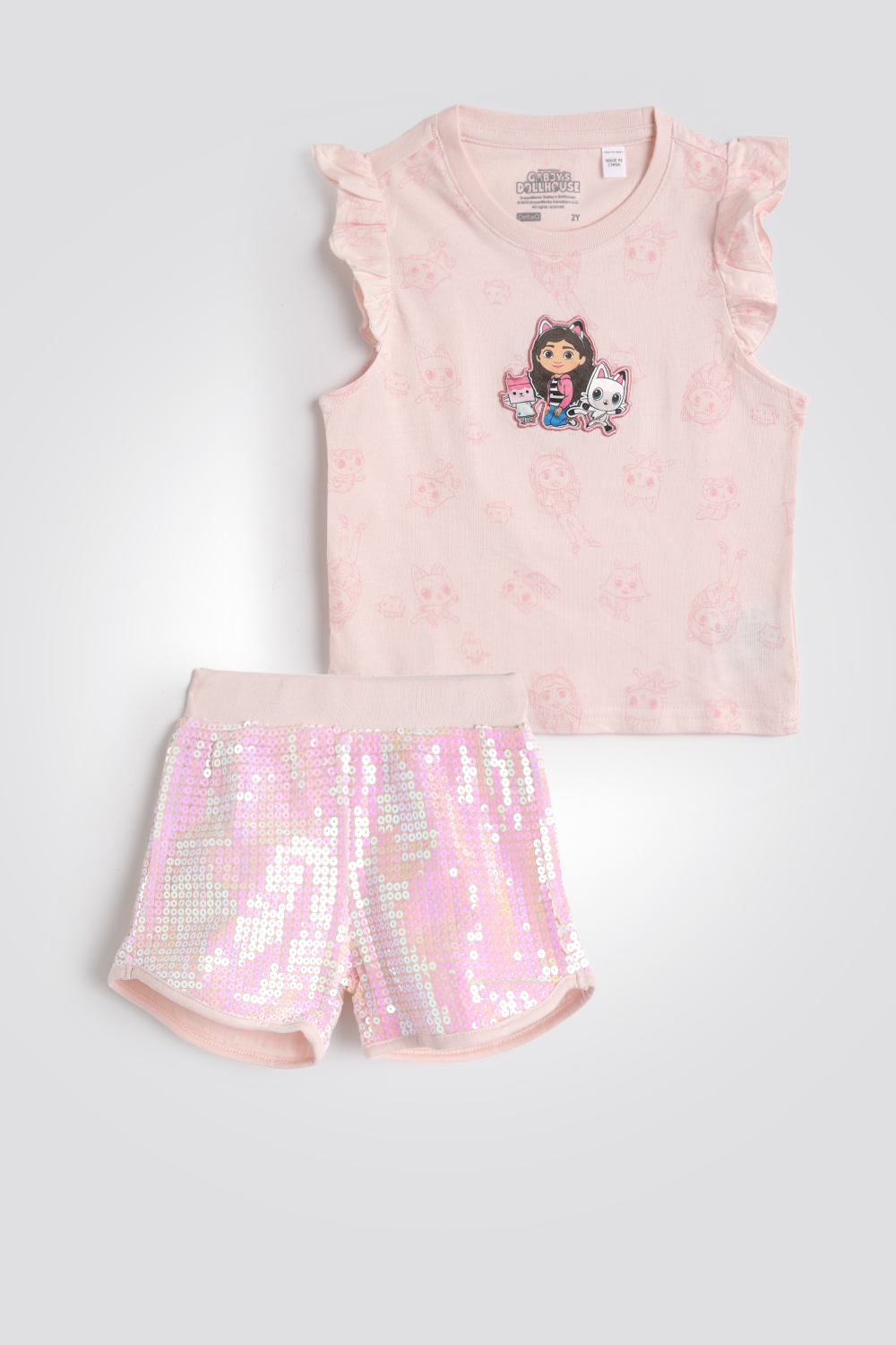 סט פיג’מה קצרה עם פאייטים GABBY