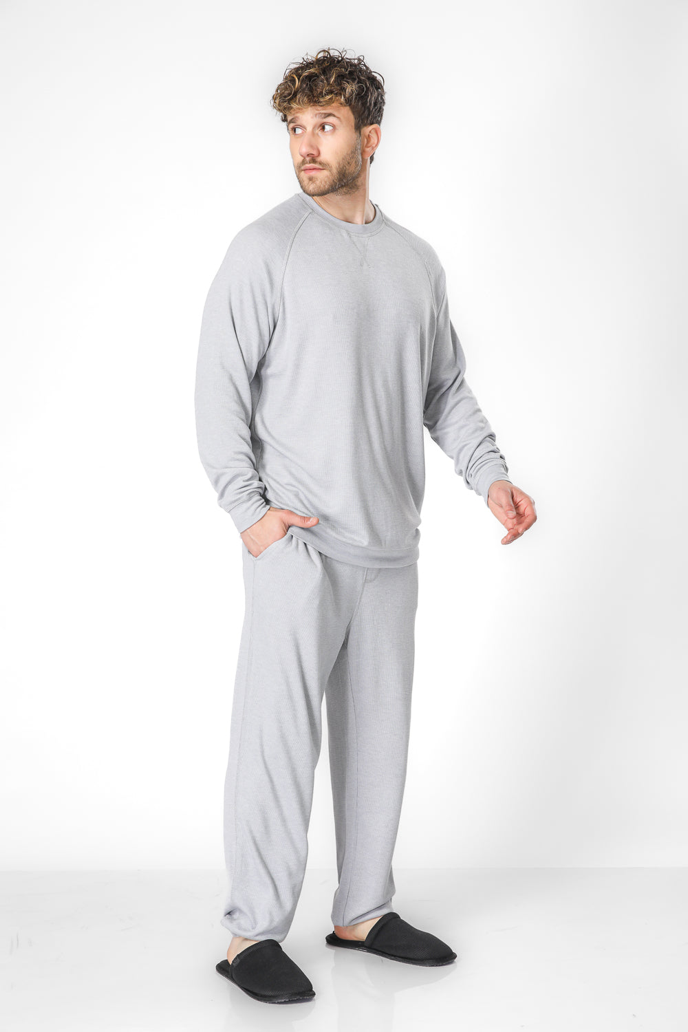 חליפת פנאי WAFFLE בצבע אפור