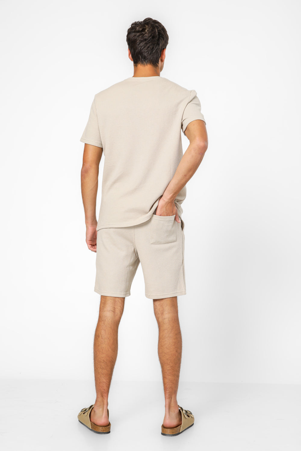 חליפת פנאי קצרה וופל PIERRE CARDIN בצבע בז'