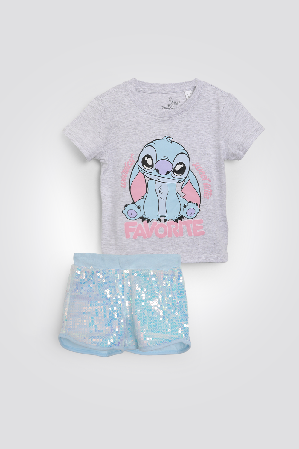 סט פיג’מה קצרה עם פייטים STITCH לילדות
