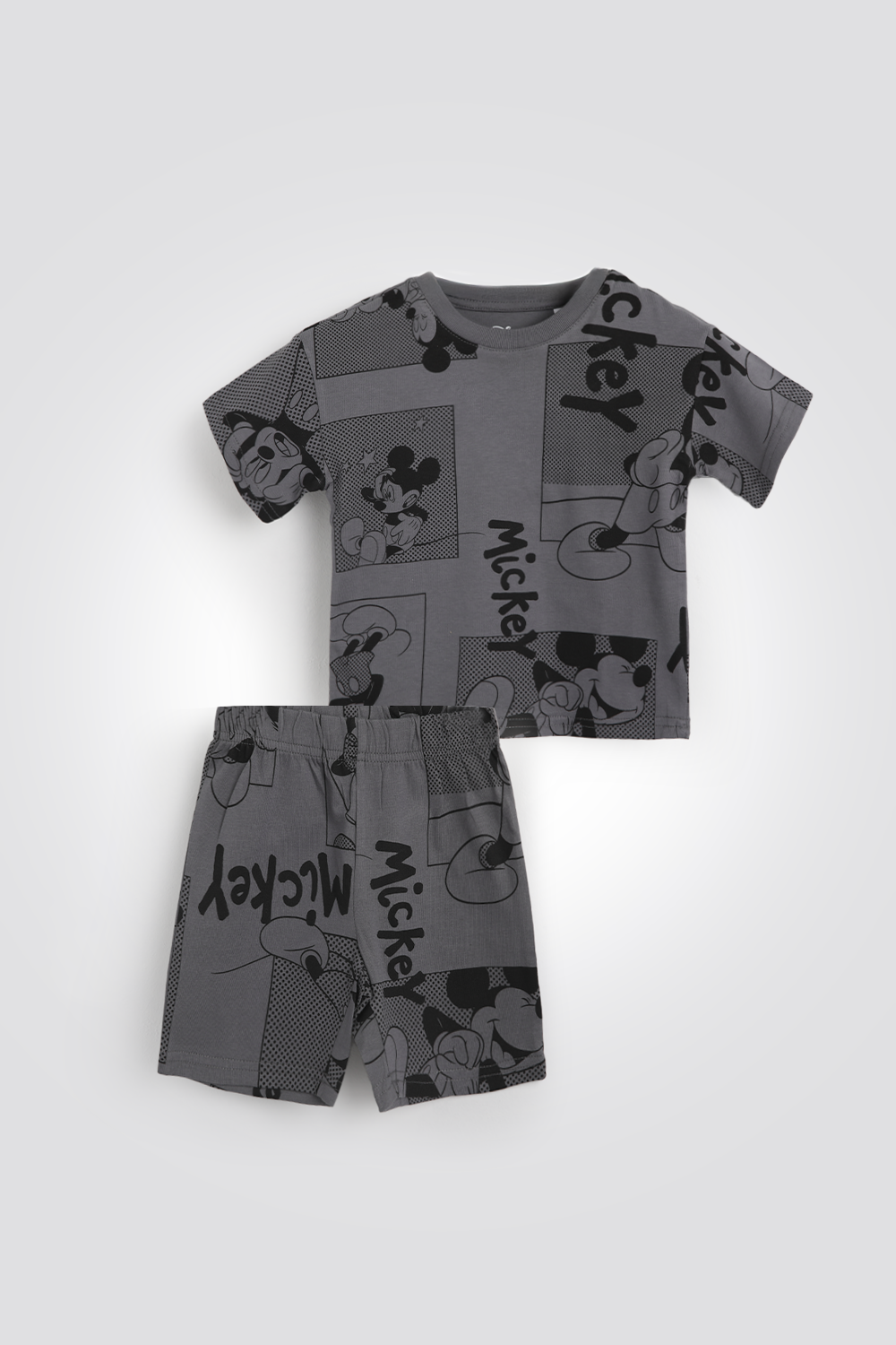 סט פיג’מה קצרה MICKEY לילדים בצבע אפור