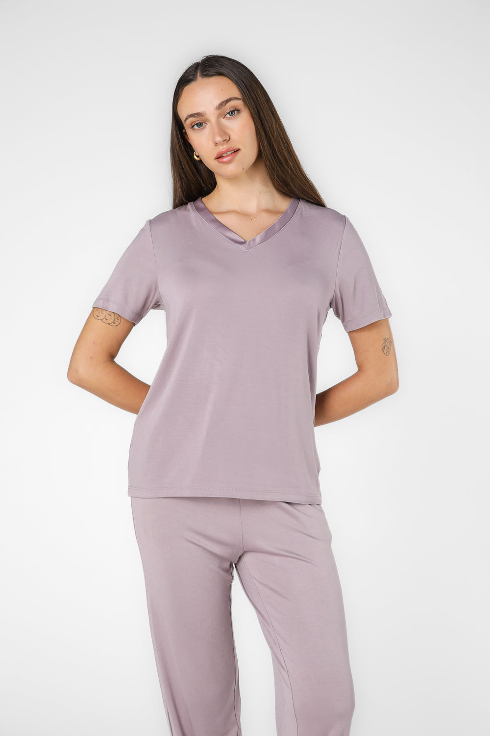 פיג'מת מעבר מבד מודל עם מכנסיים ארוכים