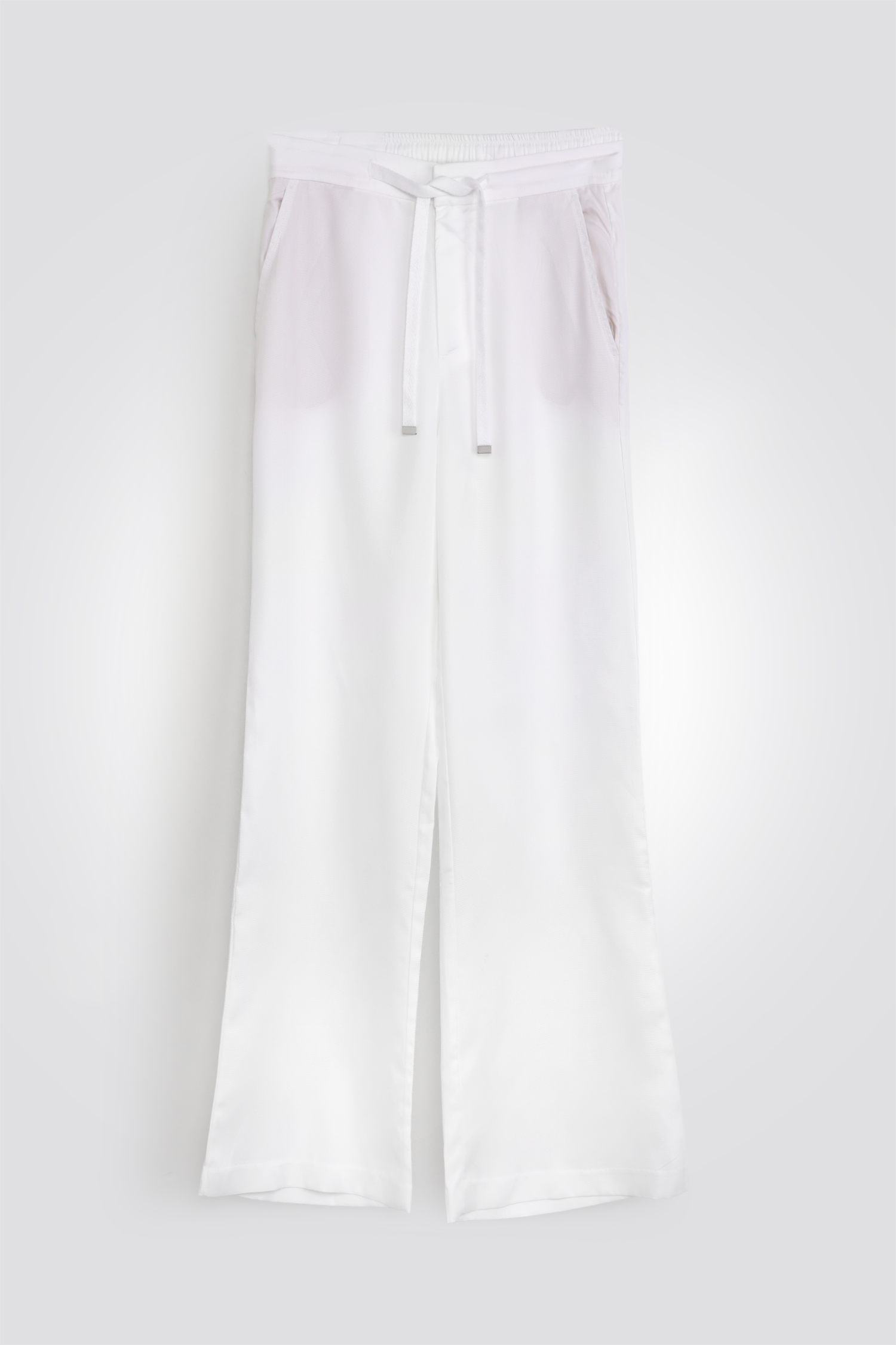מכנסיים ארוכים במראה מחוייט בצבע לבן