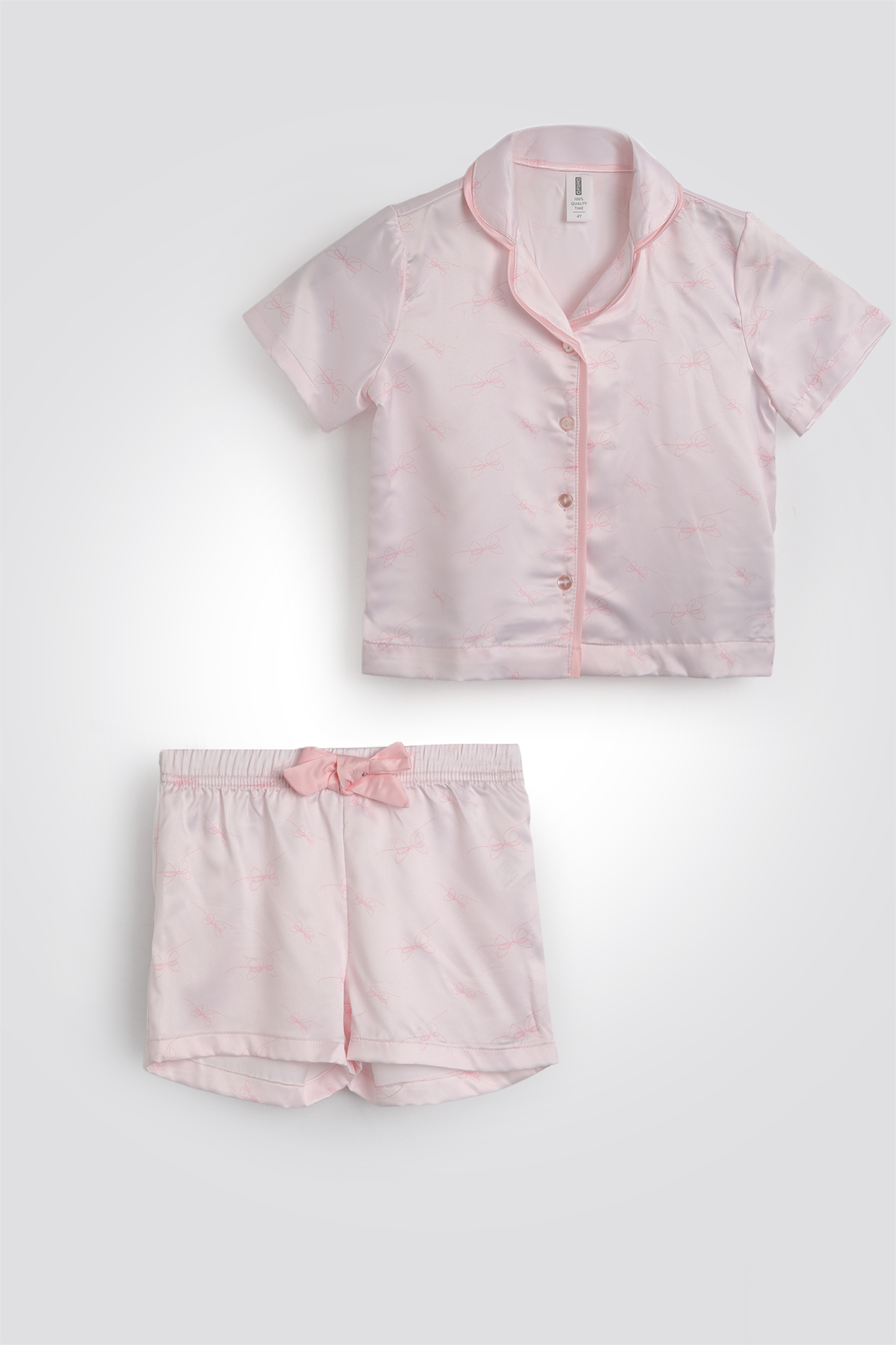 סט פיג’מה מכופתרת סאטן לילדות