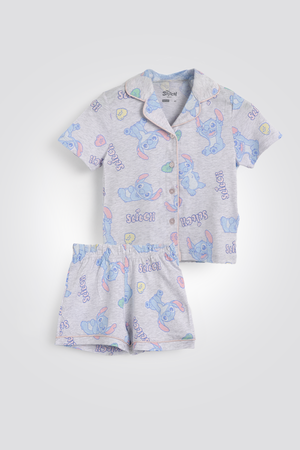 סט פיג’מה מכופתרת קצרה STITCH