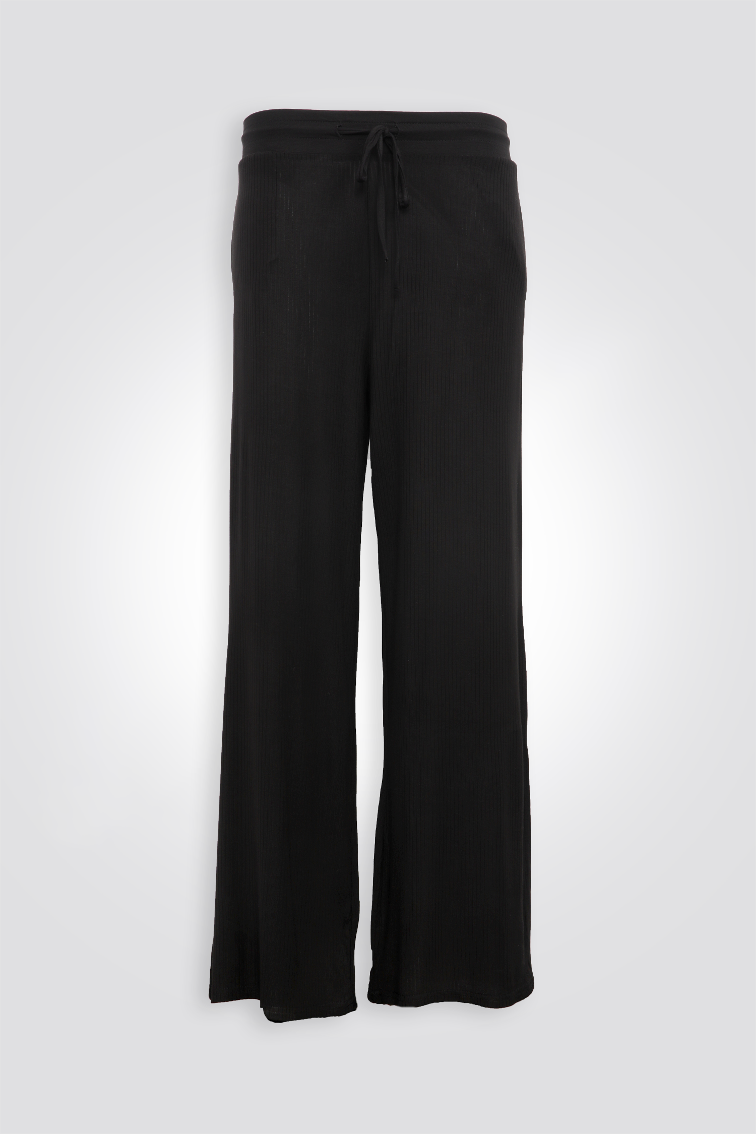 פיג'מת מעבר דקה עם צווארון V בצבע שחור