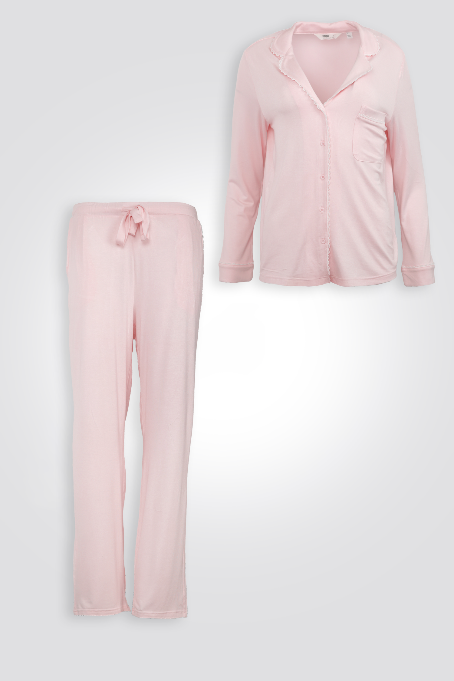 סט פיג’מה ארוכה מכופתרת