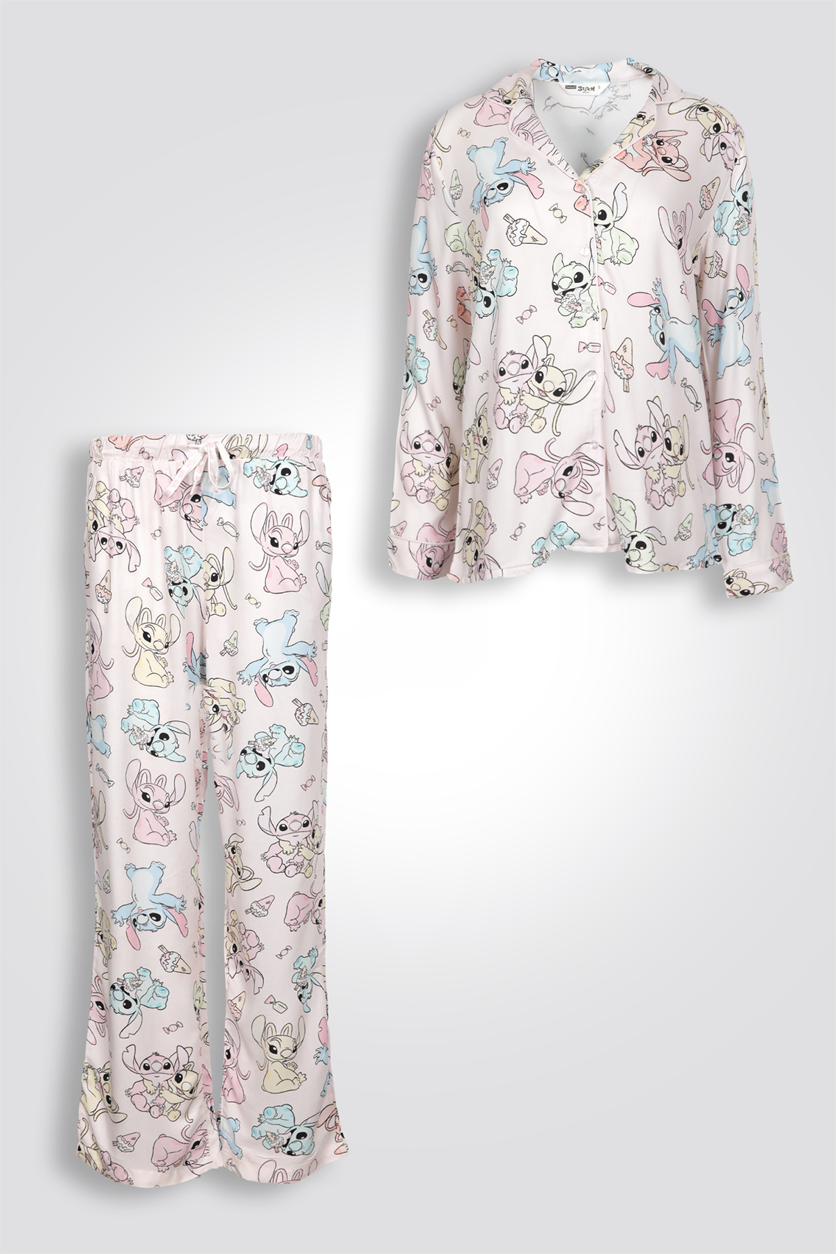 סט פיג’מה מכופתרת STITCH & ANGEL לנשים