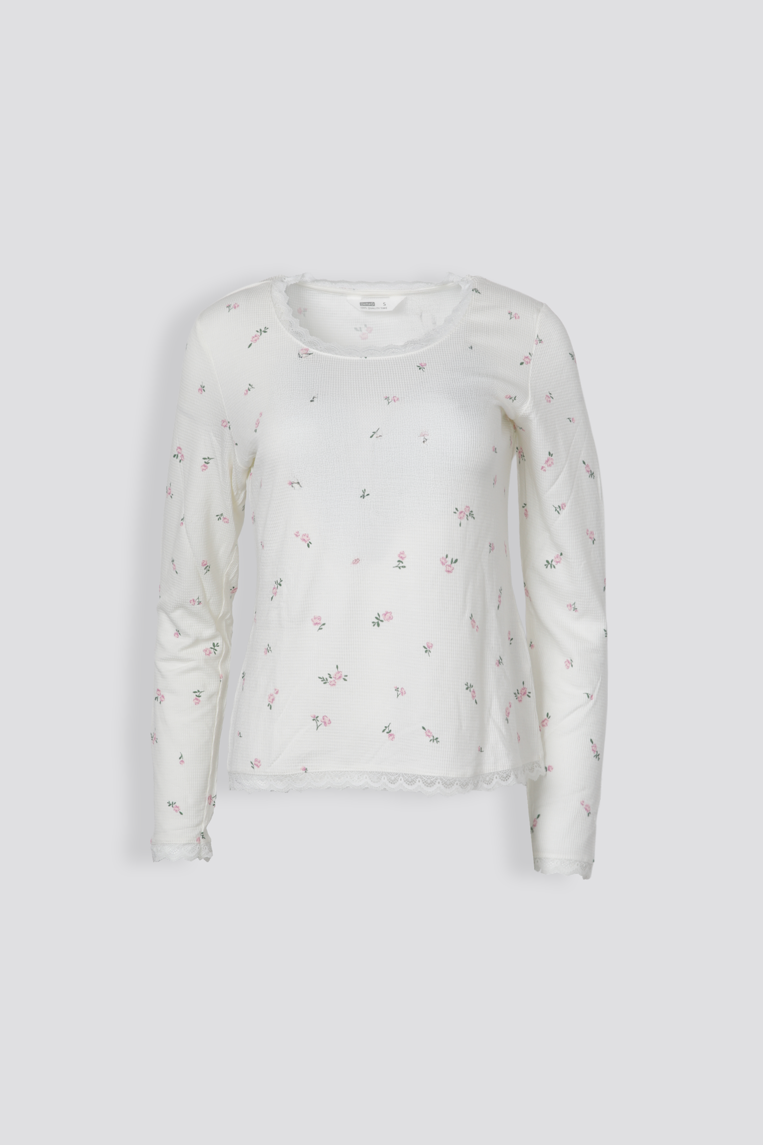 סט פיג'מת וופל פרחונית | דלתא