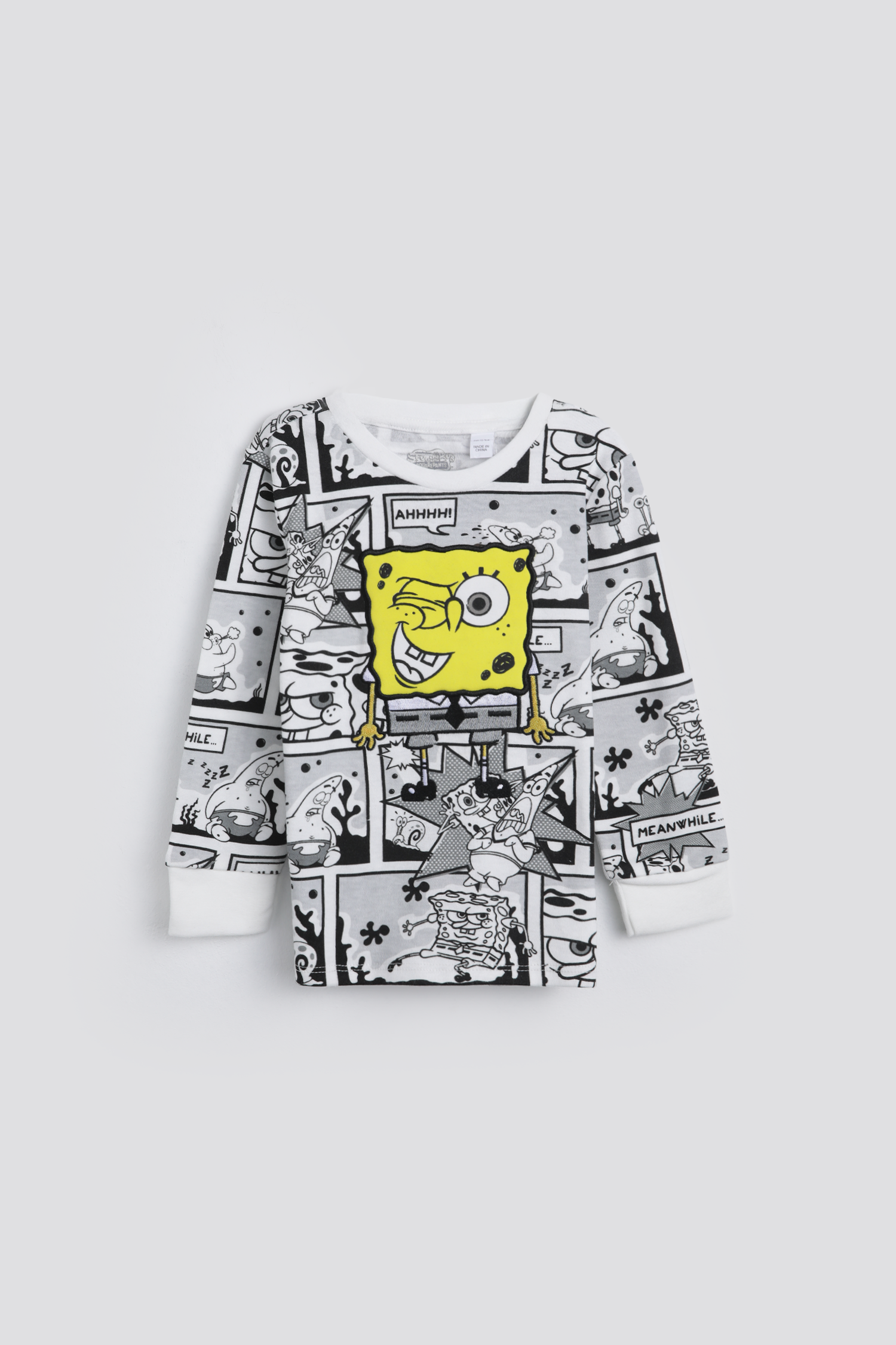 סט פיג'מה ארוכה דקה בובספוג | דלתא