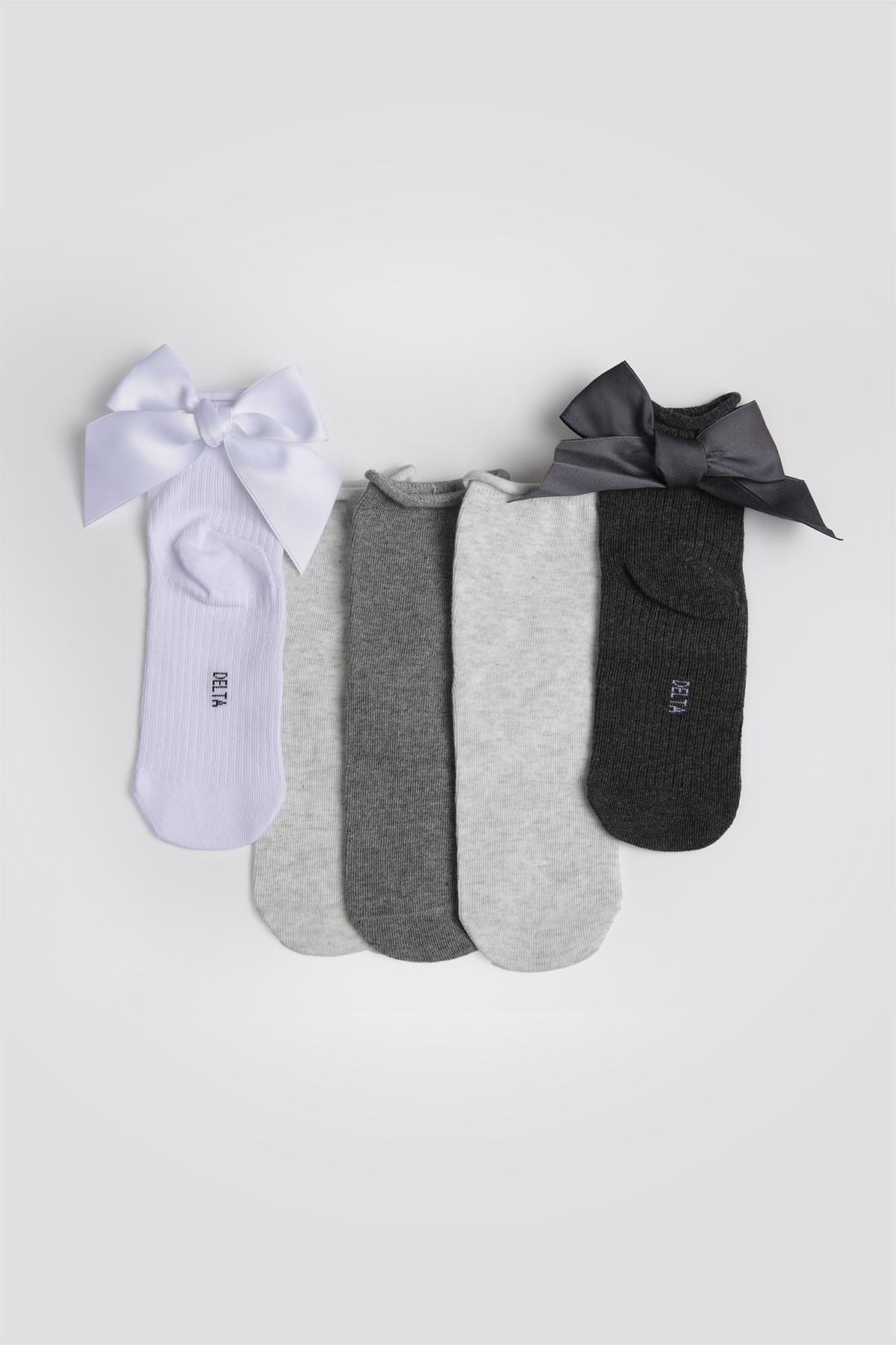 חמישיית זוגות גרבי קרסוליות עם פפיון | דלתא