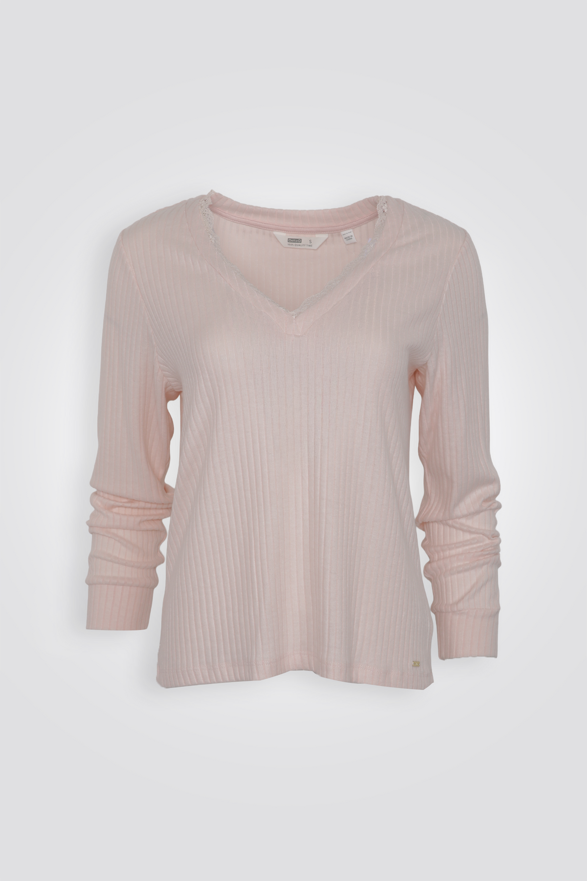 סט פיג'מה ריב בשילוב תחרה | דלתא