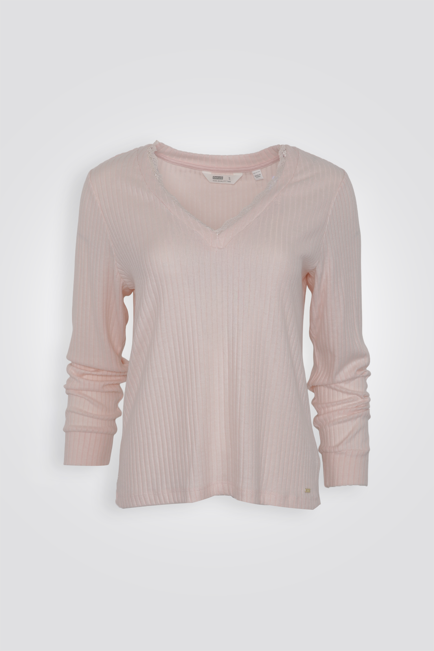 סט פיג'מה ריב בשילוב תחרה | דלתא