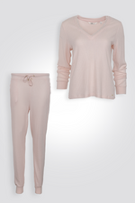 סט פיג'מה ריב בשילוב תחרה | דלתא