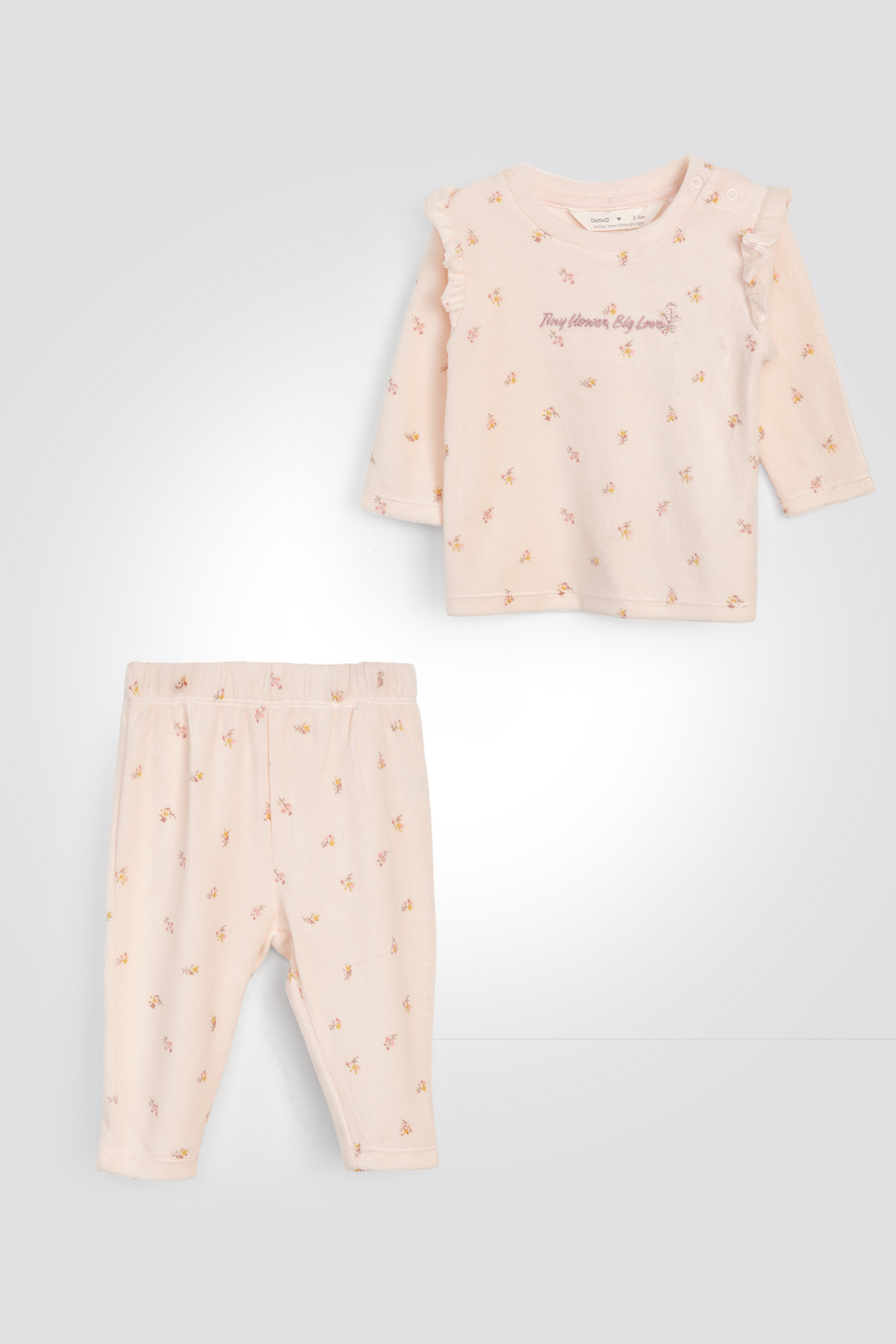 סט ריב קטיפה פרחוני לתינוקות | דלתא