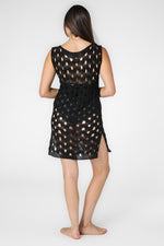 שמלת חוף סרוגה לנשים בצבע שחור 