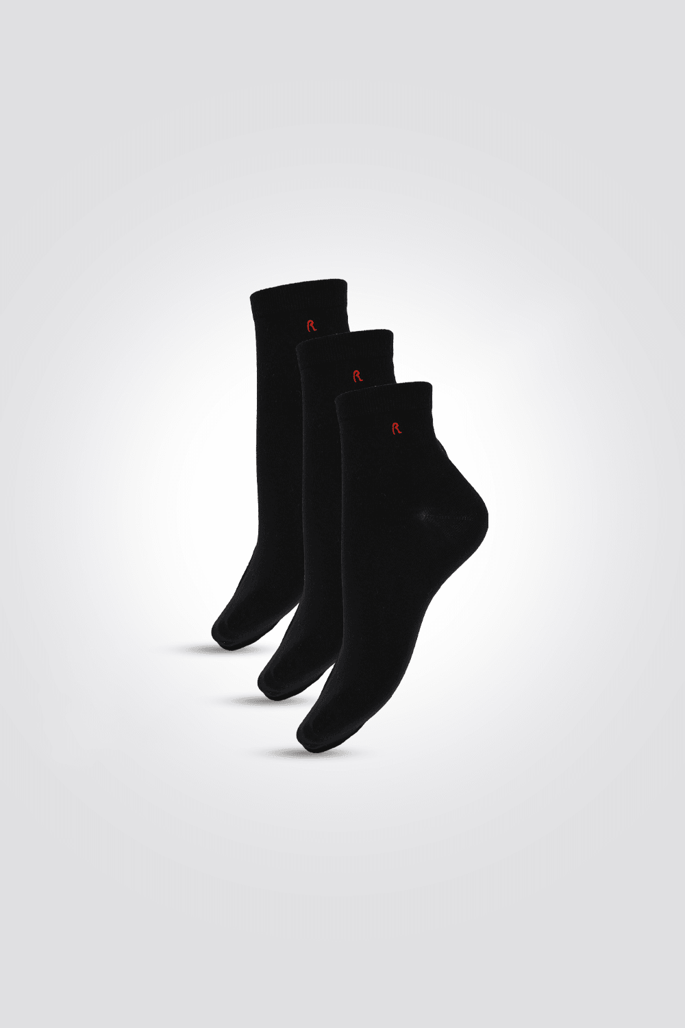 מארז שלישיית גרביים באורך רבע בצבע שחור