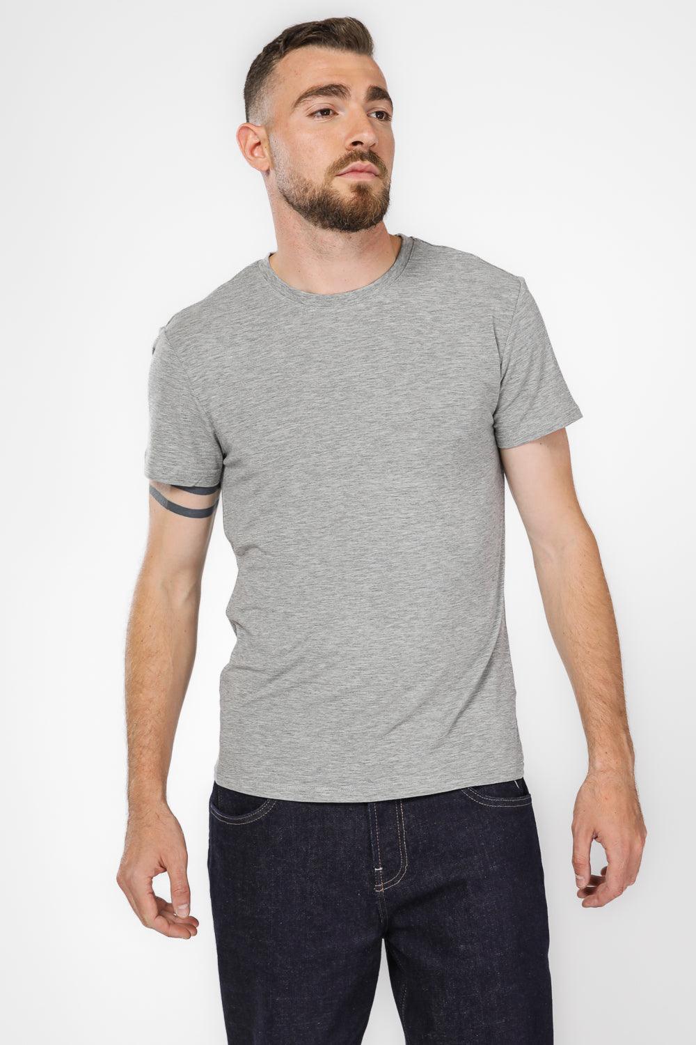 טישירט קצרה צאוורון עגול לגבר בצבע אפור - MASHBIR//365