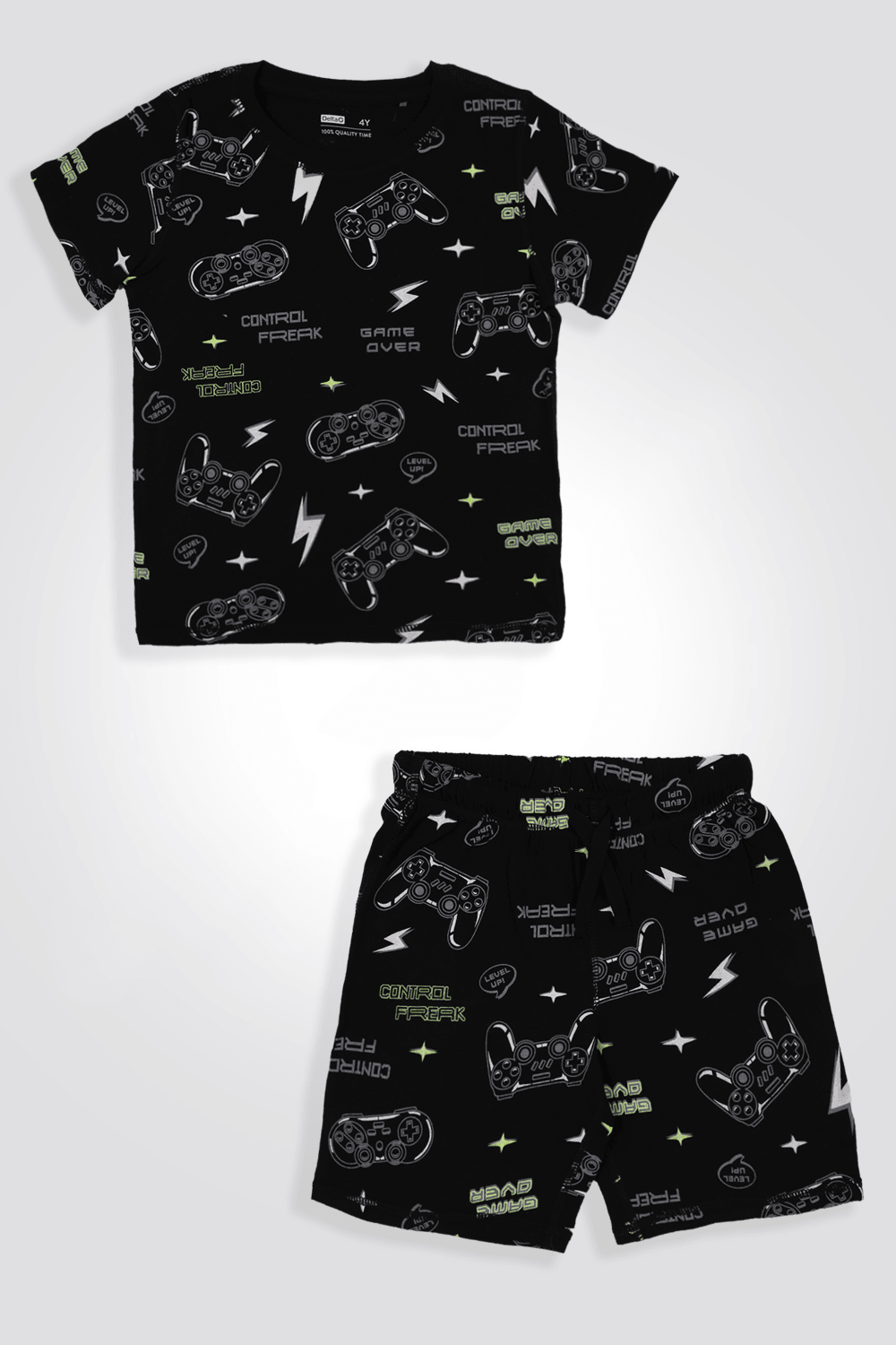 סט פיג’מה קצרה GAMER בצבע שחור לילדים - MASHBIR//365