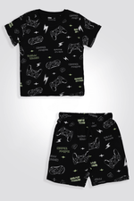 סט פיג’מה קצרה GAMER בצבע שחור לילדים - MASHBIR//365