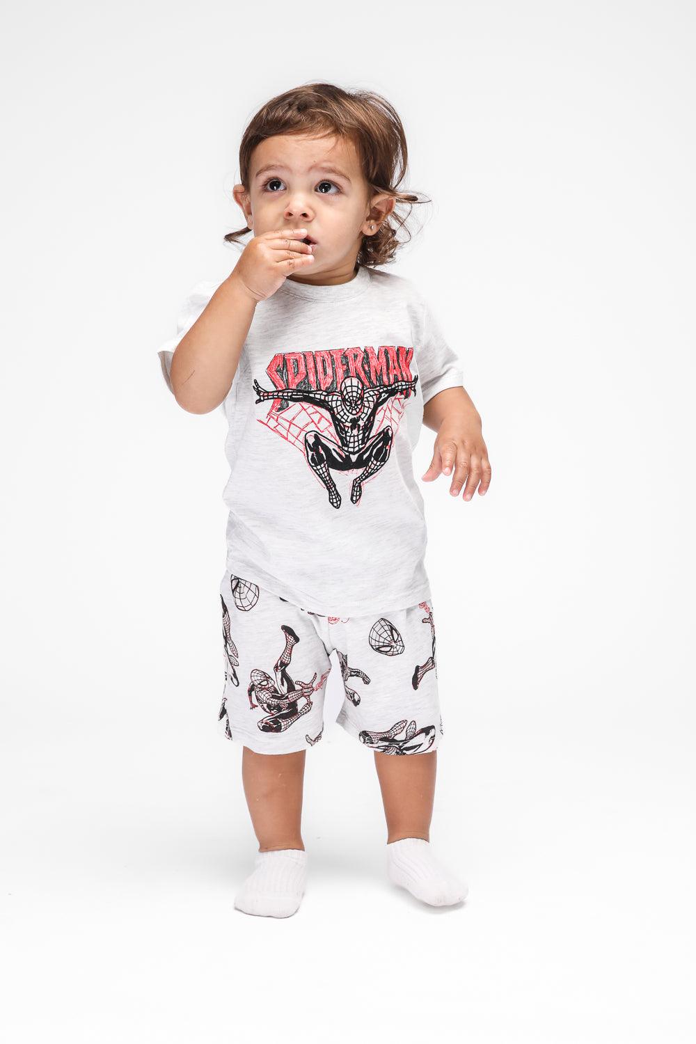 סט פיג’מה קצרה SPIDERMAN בצבע אפור לילדים - MASHBIR//365