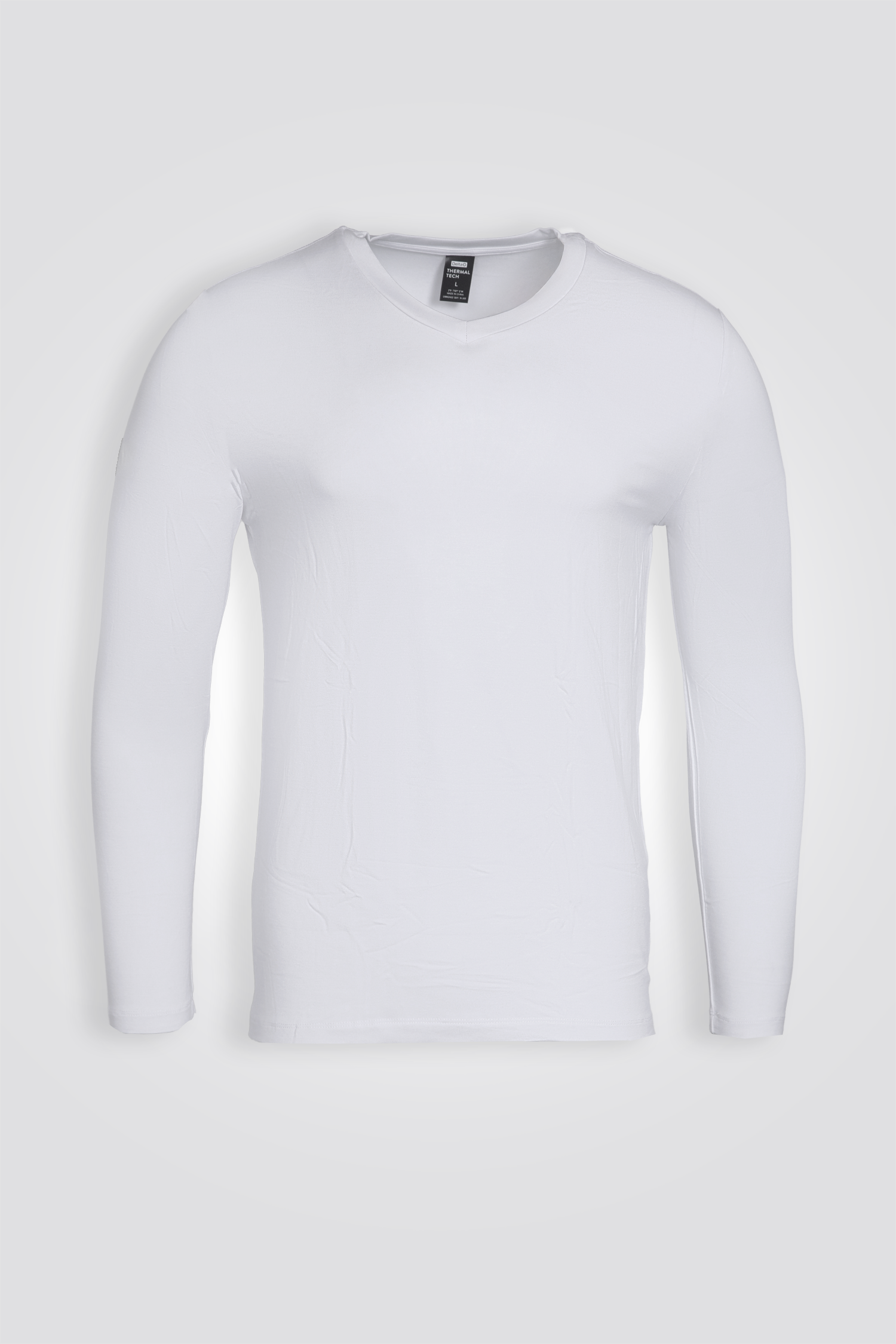 חולצה תרמית צווארון וי - SLIM FIT בצבע לבן