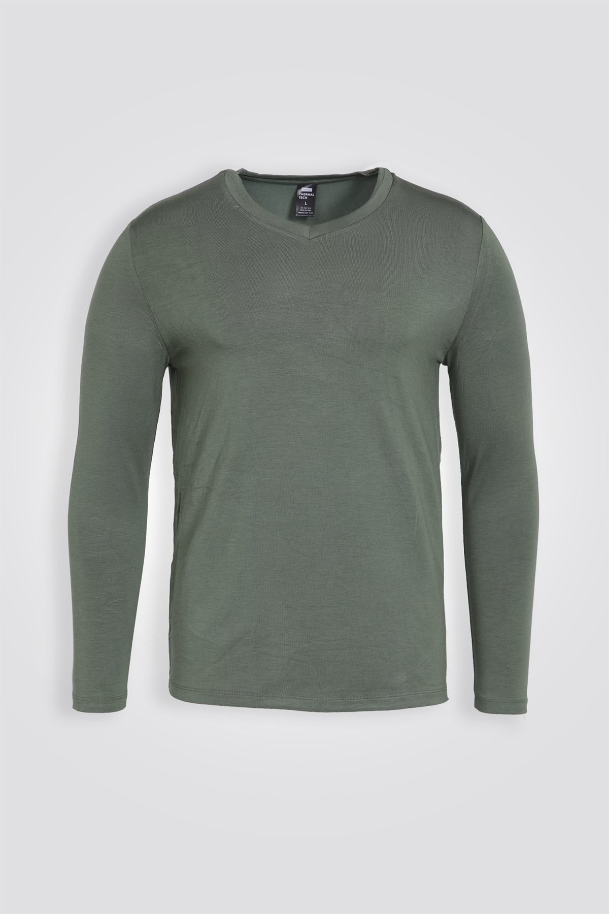 חולצה תרמית צווארון וי - SLIM FIT בצבע ירוק