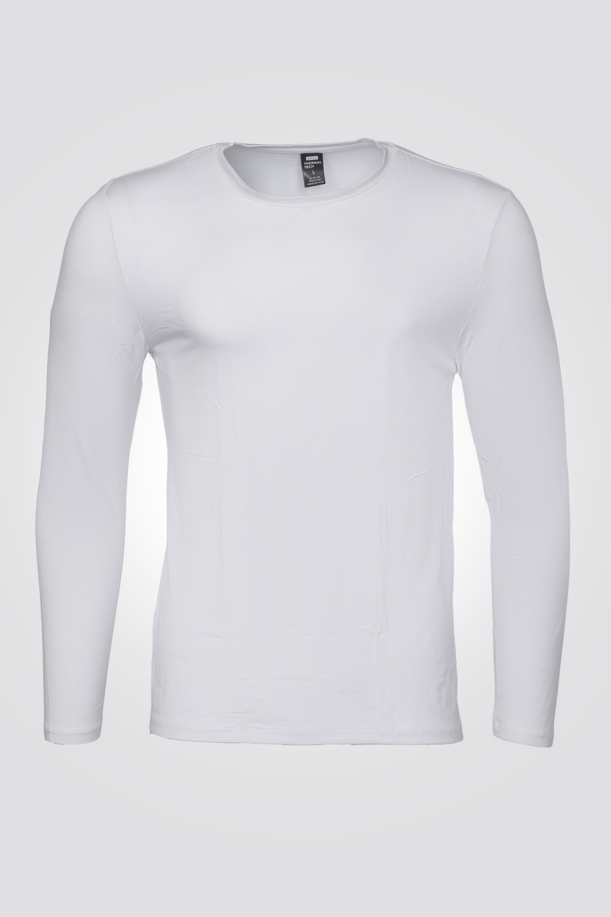 חולצה תרמית צווארון עגול - SLIM FIT בצבע לבן