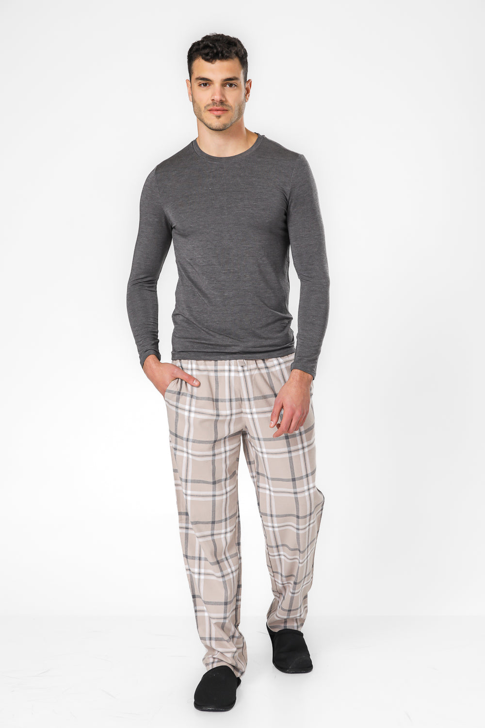 חולצה תרמית צווארון עגול - SLIM FIT בצבע אפור