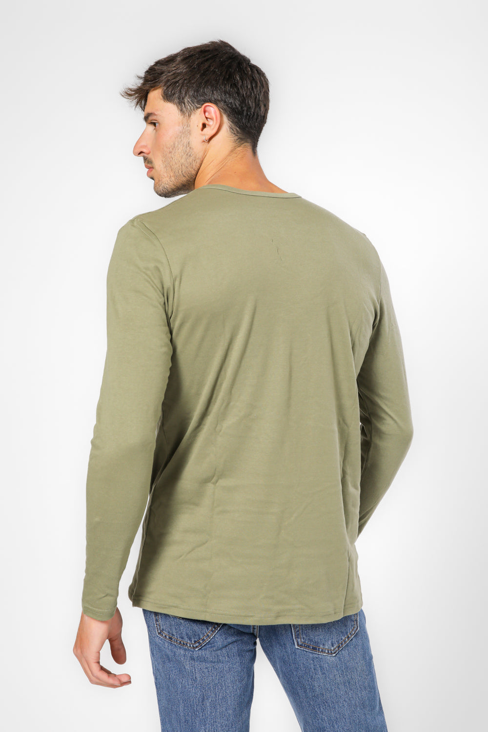 מארז שתי חולצות פלנל ארוך צאוורון V ירוק זית