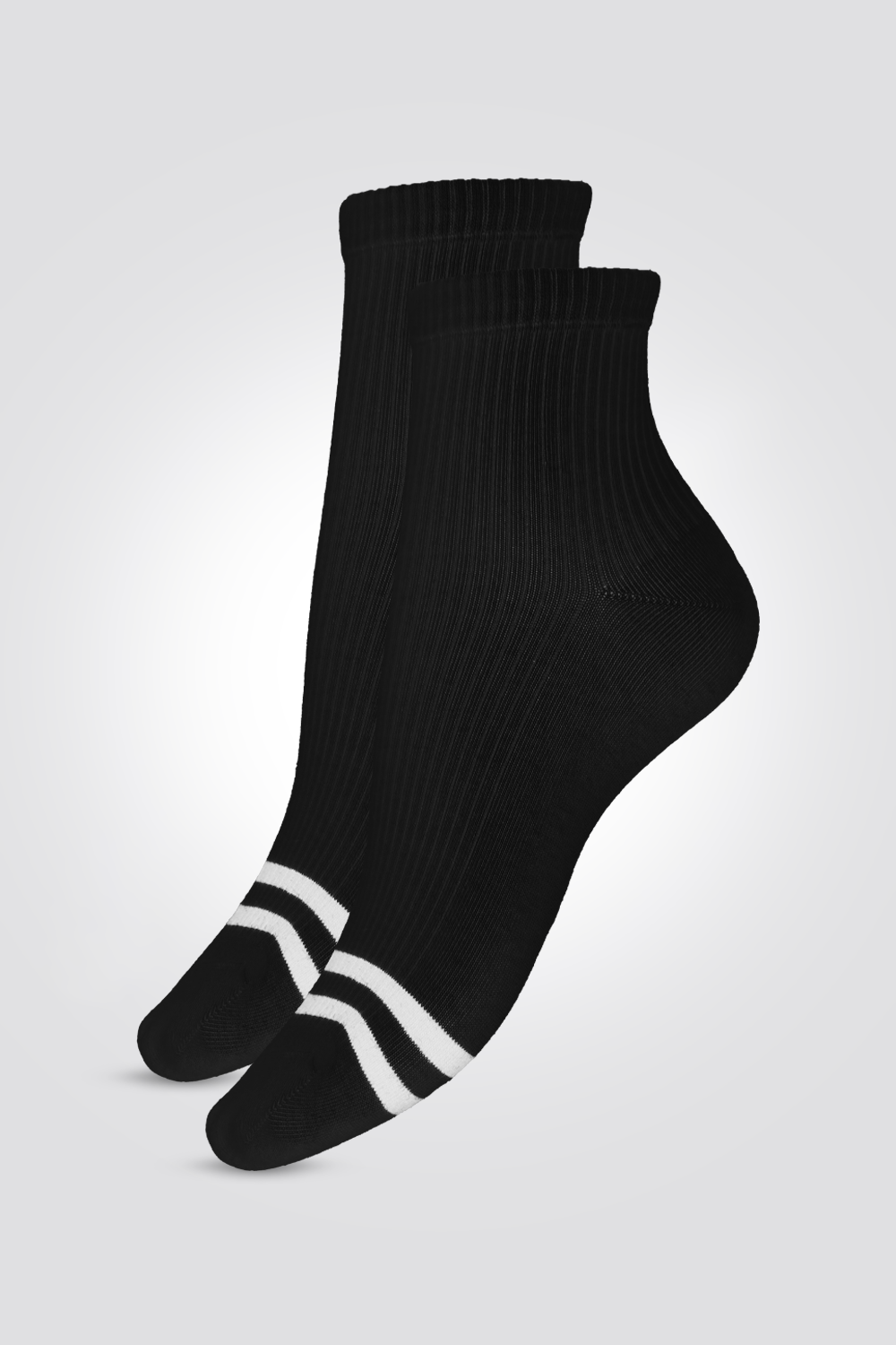 מארז 2 זוגות גרביים ריב אורך רבע לנשים בצבע שחור