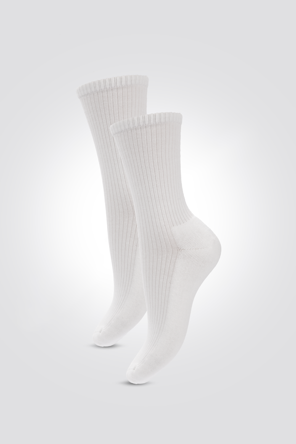 מארז 2 זוגות גרביים באורך רגיל בצבע לבן