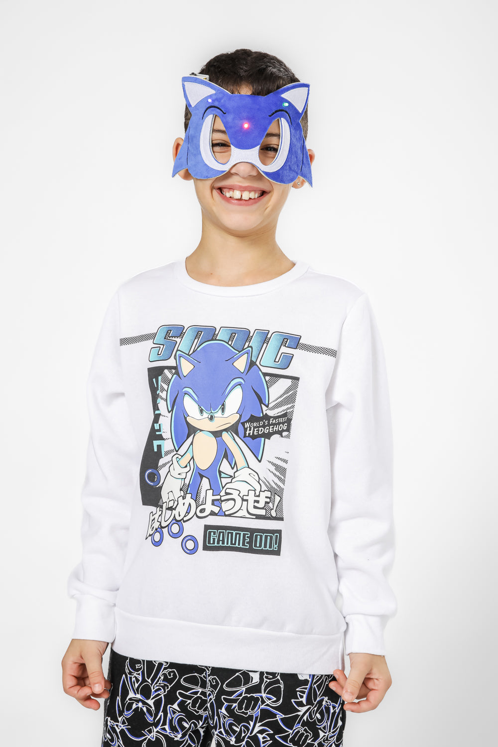 סט פיג’מה פוטר עם מסיכה עם אורות SONIC