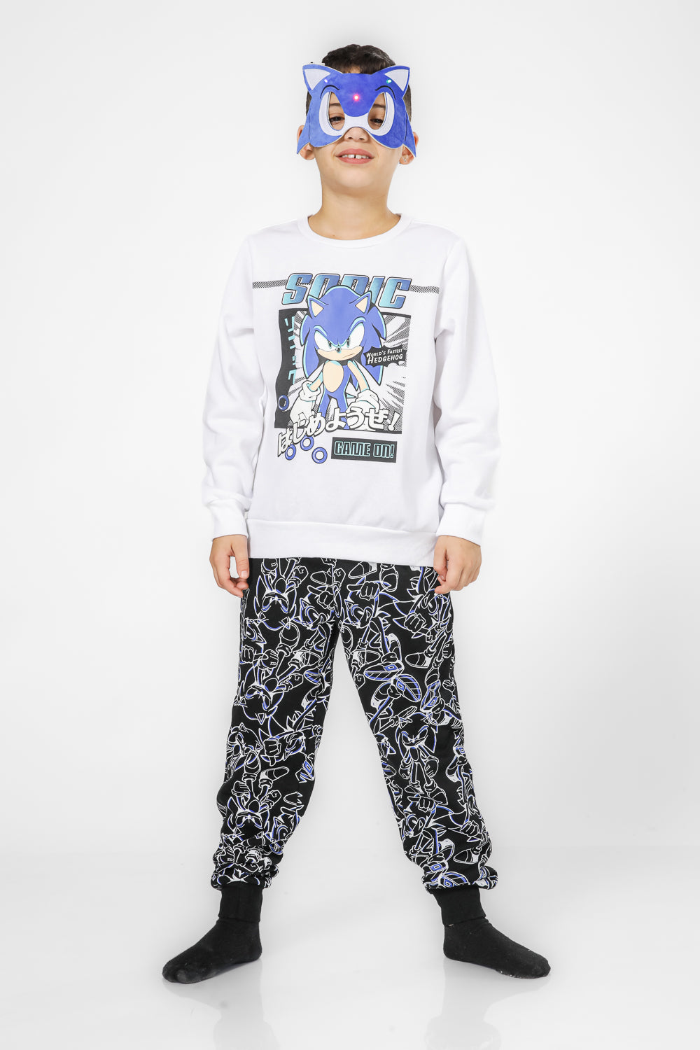 סט פיג’מה פוטר עם מסיכה עם אורות SONIC