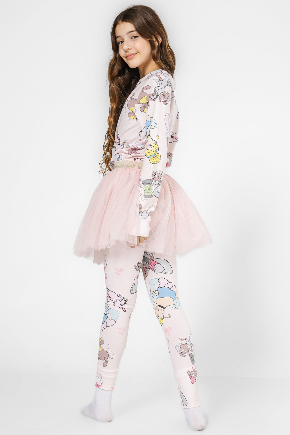 סט פיג’מה ארוכה דקה עם חצאית עם אורות PRINCESS