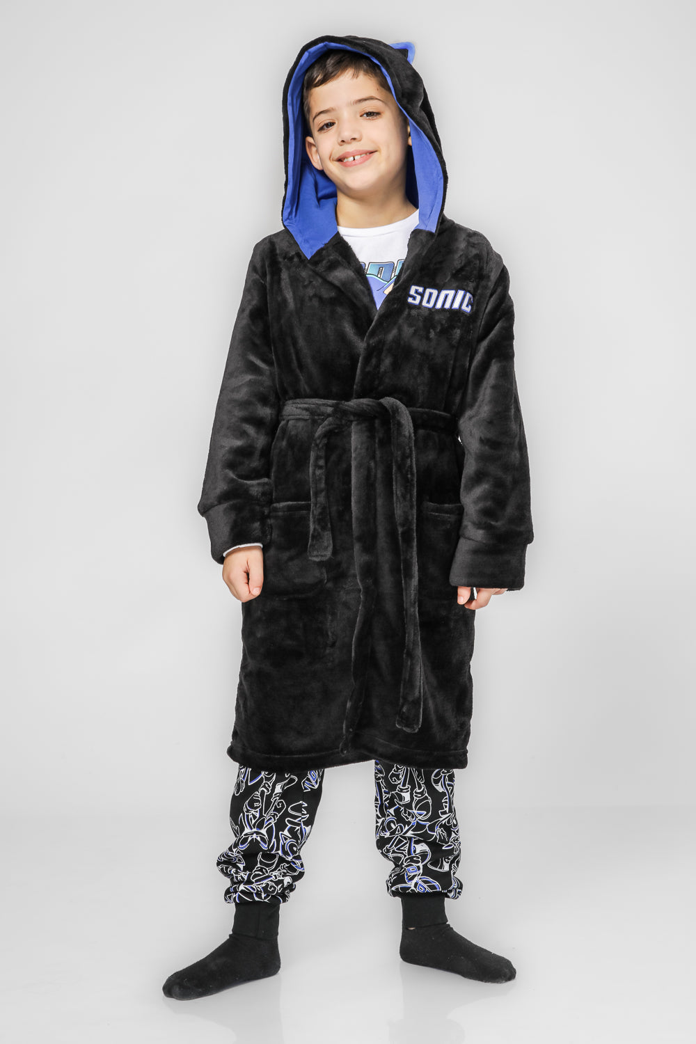 חלוק לילדים סוניק בצבע שחור